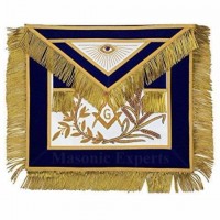 Master Mason Gold Embroidery Apron square compass with G Blue