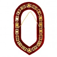 Royal Arch - Masonic Chain Collar - Gold/Silver On Red + Free Case