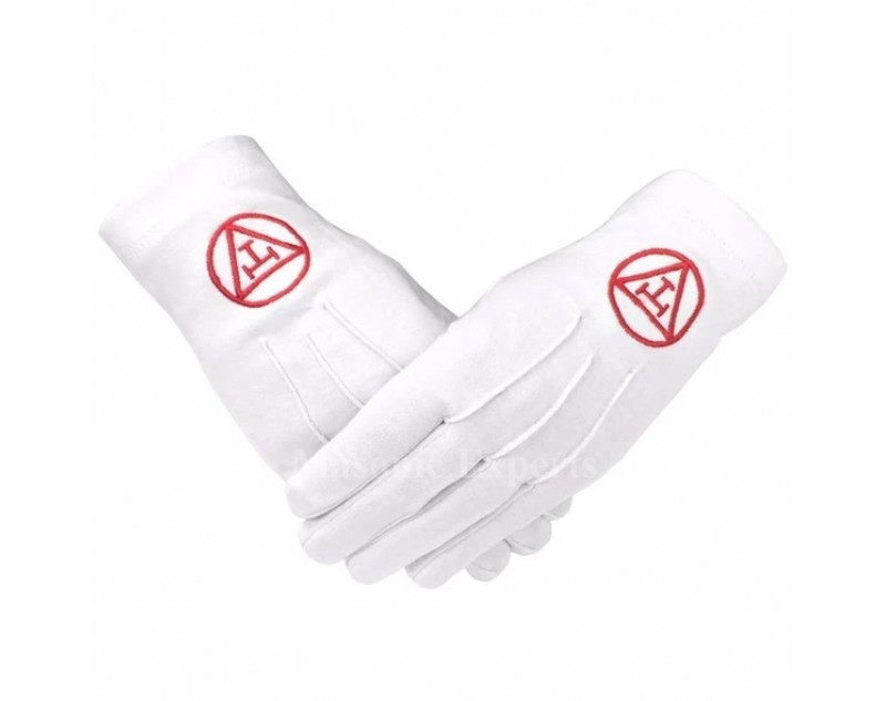 Masonic Royal Arch 100% Cotton Gloves with Machine Embroidery