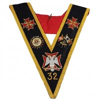 Rose Croix 32nd Degree Collar Hand Embroidery Gold Bullion Wire Made