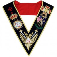 32 Degree Collar Hand Embroidered - All Countries Flags