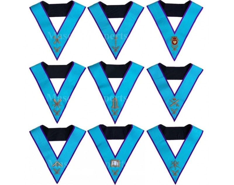 Masonic Memphis Misraim Officer Collars Set Of 9