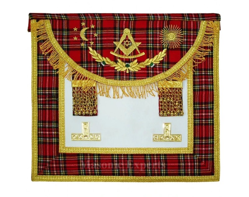 Scottish Rite Master Mason Handmade Embroidery Apron - Striped Red